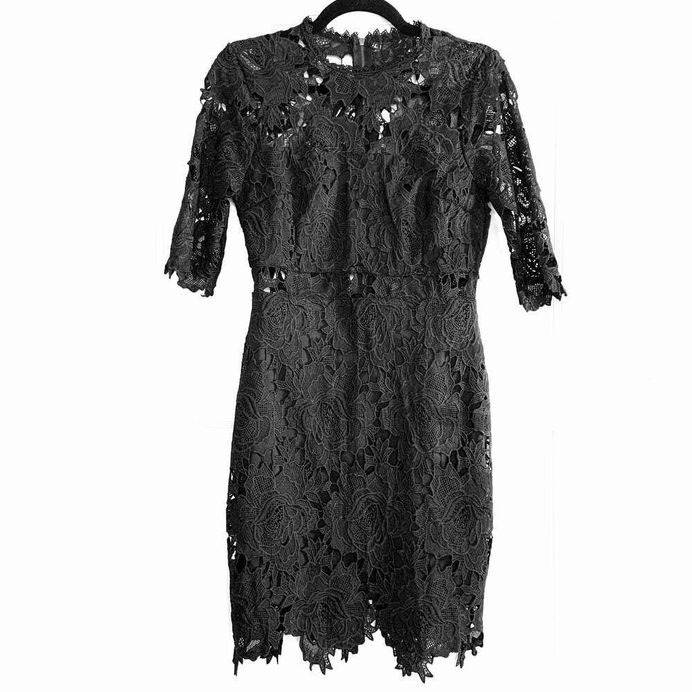 Lulu’s Black Lace Dress A Fine Romance Black Sheath Dress Small Lulus NWOT - Picture 2 of 7
